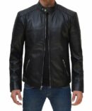 Men's Carrie Black Biker Leather Jacket